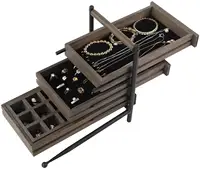 Vonssen 3 Tier Holz Schmuck Tabletts Organizer, Schmuck Aufbewahrung Tabletts für Schublade, Ohrring Halskette Armband Ring Organizer