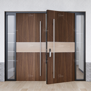 UK High Standard Solid Wood Main Entrance Double <strong>Door</strong> Latest Design Main Double <strong>Door</strong> Double <strong>Leaf</strong> Walnut <strong>Timber</strong> <strong>Door</strong> - Product Image 6