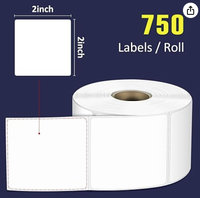 Étiquettes autocollantes rectangulaires 2x2 pouces en papier thermique direct, résistantes à l'eau, avec dos noir, pour codes-barres, pour supermarchés