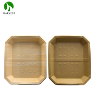 Harvest-SY SY-2.5CB Série de barquettes rectangulaires jetables en papier kraft blanc à motif grain de bois, biodégradables et compatibles micro-ondes