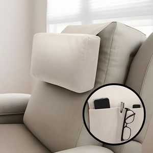 Organisateur de repose-bras pour canapé inclinable personnalisé avec poche pour téléphone, lunettes, télécommande et coussin de tête amovible - Product Image 1