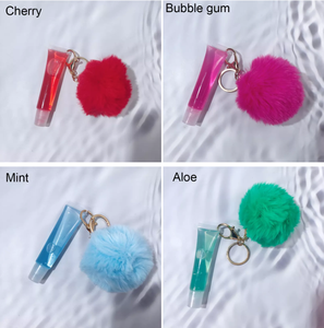 Private Label Clear Lipgloss Keychain <span class=keywords><strong>Kit</strong></span> de vente en gros Vegan Squeeze Tube Gloss à lèvres rose brillant parfumé de luxe <span class=keywords><strong>avec</strong></span> pompon - Product Image 5