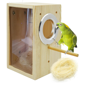 Natuurlijke Houten Parkiet Nestkast Buiten Houten Vogelhuis Voor Tuin Decoratief - Product Image 1