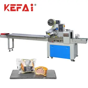 KEFAI Automatic 110V Egg Pie Pastry Pillow Bag Packaging Machine Horizontal Food Bread Cake Back Sealing Packing Machine