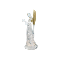 Statue d'ange en acrylique LED, ange priant avec des ailes dorées scintillantes, décoration de porte pour les fêtes de Noël, approvisionnement en gros B2B en Chine