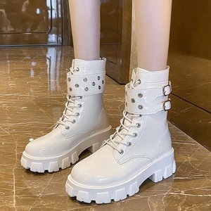 Produits de dropshipping 2024, <span class=keywords><strong>bottes</strong></span> à talons épais en PU pour femmes, <span class=keywords><strong>bottes</strong></span> à la cheville pour femmes, grandes tailles, chaussures pour femmes, nouveaux styles - Product Image 4