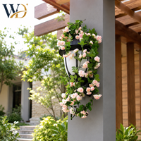 Guirnalda de Flores Artificiales de Seda con Rosas y Follaje Verde para Decoración Colgante de Balcón, Silla, Techo, Fondo de Truss para Bodas y Fiestas, Estilo Occidental
