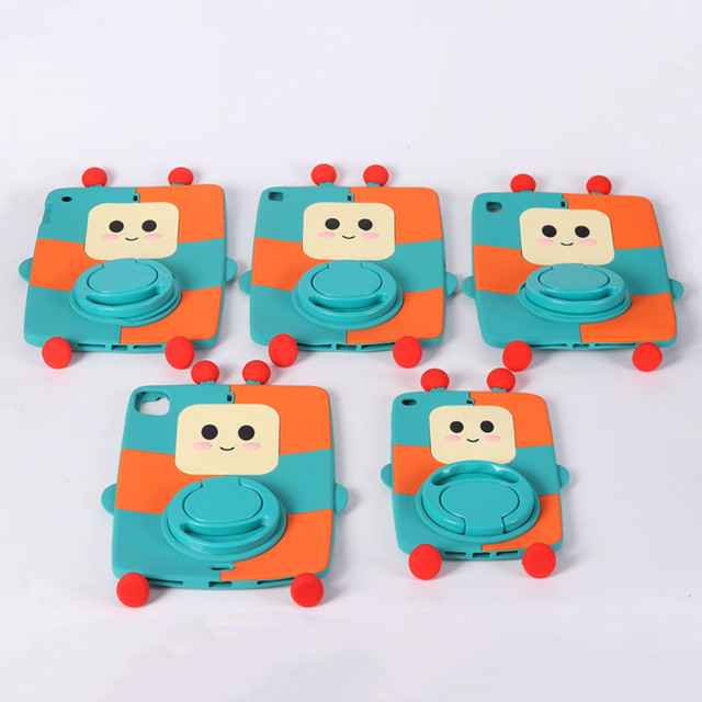 360 Degree Rotating Stand iPad Case PR Soft Silicone Cover for Apple Mini 1/2/3/4/5/6 Air Tablet Educational Toys