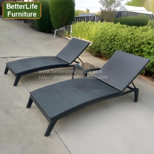 Beach Golf Club Rattan Lounge Chair Patio Garden Chaise Bed Hotel de lujo Hospitality Resort Outdoor Tumbona con mesa pequeña - Product Image 4