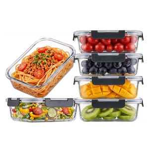 5個セット 35オンス ガラス製食品保存容器 蓋付き、気密性 BPAフリー ミールプレップ容器 ランチボックス 家庭＆オフィス用 - Product Image 1