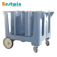 Chariot de rangement pour vaisselle en plastique pour restaurant et hôtel, porte-assiettes réglable