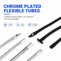 Tube flexible col de cygne noir électroplaqué chrome/silicone, métal pliable à 360 degrés pour support de microphone, lampe, caméra