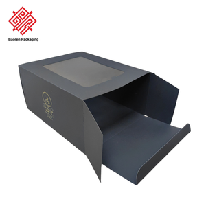 Baoren 8 Inches 10 12 Inch Food Grade Black Clear Transparent <b>Bakery</b> Cake <b>Boxes</b> with Window Open Foldable Matte Black Cake Box - Product Image 1