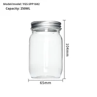 Pot Mason en plastique transfrontalier de 250ml, design moderne, couvercle en aluminium à large ouverture, pot de noix à collation pour aliments pour animaux de compagnie à haute transparence