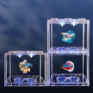 Mini aquarium de bureau écologique en plastique pour poissons Betta, avec seau de blocs de construction carrés - Product Image 3