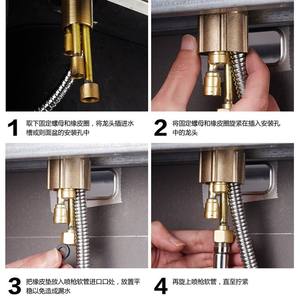 Évier de cuisine en cuivre de style européen avec robinet extractible eau chaude et froide, noir brossé, rotatif et rétractable - Product Image 3