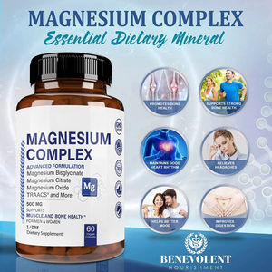 Complexe de magnésium OEM/ODM 500 mg avec bisglycinate, citrate et oxyde, complément minéral avancé pour la santé des muscles, des os et du cœur - Product Image 2