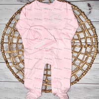 Tenue de rentrée à la maison pour nouveau-né, grenouillère à bordure picotée avec chapeaux, tenue de nouveau-né monogramme, ensembles de pyjamas pour bébé