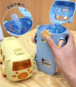 New Creative Bus Shape 500ml Plastic <b>Straw</b> Cup Reusable BPA Free Cute Outdoor Unisex <b>Drinking</b> Water <b>Bottle</b> <b>Straw</b> Rope Fast - Product Image 4