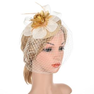 Women Elegant Classy Black Flower Mesh Lady Dress Wedding Party Hair Accessories <strong>Small</strong> Mini Sinamay Hats Church Hat <strong>Fascinator</strong> - Product Image 4
