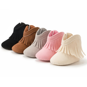 Botas <span class=keywords><strong>para</strong></span> Caminar con Borlas <span class=keywords><strong>para</strong></span> Niños Pequeños, Unisex, Media Caña, Suela Suave, Cálidas, Zapatos Preandantes <span class=keywords><strong>para</strong></span> Bebés, Uso Diario - Product Image 1