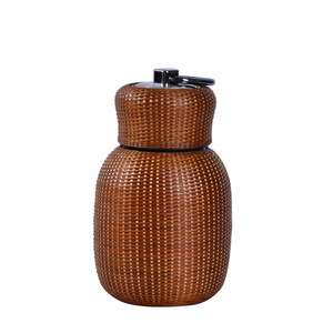 Chinese Style Bamboo Woven Stainless Steel Tumbler Large Capacity Insulated Travel Portable With Lid - Product Image 5