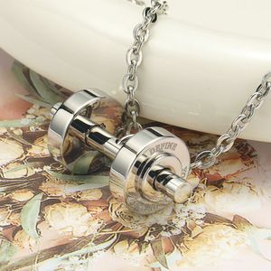 Cross-border <strong>Supply</strong> of Fashion Trend Titanium Steel Dumbbell Pendant Fitness Men's Personality Necklace <strong>Jewelry</strong> <strong>Manufacturers</strong> Di - Product Image 2
