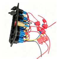 Panel Saklar Rocker Tahan Air 12V 24V 8 Gang untuk Kapal, Dilengkapi Pengisi Daya USB 3.1A Ganda, Voltmeter Digital, dan Lampu LED