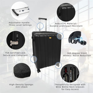 <span class=keywords><strong>Valise</strong></span> d'<span class=keywords><strong>avion</strong></span> universelle pouvant contenir 12 bouteilles standard de 750 ml mallette à vin pour les amateurs de vin et les connaisseurs - Product Image 4