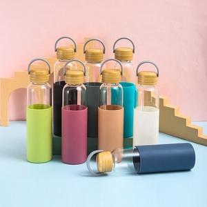 Vaso de Vidrio Ecológico de 500 ml, Vaso para Bebidas, Botella de Agua con Tapa de Silicona - Product Image 4