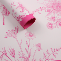 Papier d'emballage épais imperméable à fleurs roses imprimées pour cadeaux et artisanat
