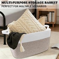 Panier rectangulaire durable en jute blanc, sans odeur, design moderne, écologique, multi-usages, en corde de coton tressée avec poignées pour buanderie