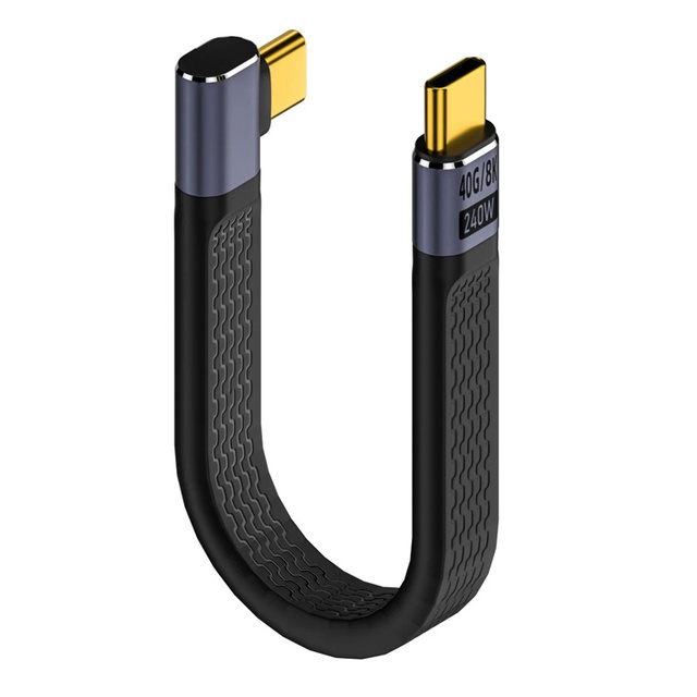 JMAX Elbow USB 4.0 Gen3 40Gbps FPC Cable PD 240W 5A Fast Charging Type C to Type-C Cable Thunderbolt4 8K 60Hz Cable
