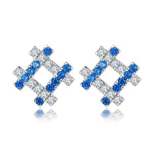 Boucles d'oreilles clous en argent sterling 925 avec zircon 5A de luxe pour femmes, design géométrique étincelant, cadeau de fiançailles, mariages - Product Image 1
