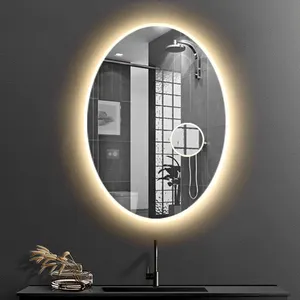 Banheiro oval por atacado iluminado, antiembaçante, espelho LED Bluetooth