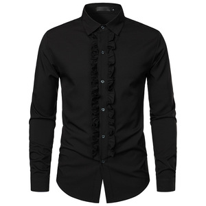 Camicie da <span class=keywords><strong>uomo</strong></span> gotiche Steampunk da pirata camicie medievali rinascimentali vittoriane ricamate arruffate camicia da <span class=keywords><strong>uomo</strong></span> Costume da festa Homme - Product Image 1