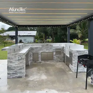 Outdoor Factory Modern New Design Aluminium Gazebos Custom Aluminium Pergola With LED Light