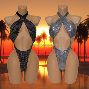 S662 Sexy Blink strass vêtements <span class=keywords><strong>de</strong></span> danse exotiques <span class=keywords><strong>tenue</strong></span> <span class=keywords><strong>de</strong></span> strip-teaseuse usine personnalisée une pièce diamant Bikini maillot <span class=keywords><strong>de</strong></span> bain <span class=keywords><strong>pour</strong></span> les femmes - Product Image 1