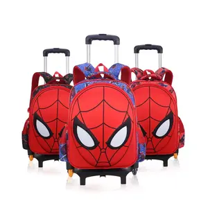 BSCI Factory Direct Sale 3D EVA School Rolling Bag Para Meninos Meninas Anime Spider-man Trolley Backpack