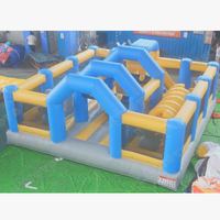 Lilytoys personnalisé lune rebond château Gonflable bleu et jaune rebond maison château sautant parcours d'obstacles gonflable pour la fête