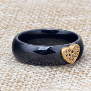 Bague en céramique en forme de cœur, 6 mm, micro-pavé de zircon blanc, bijoux unisexes, cadeau - Product Image 3