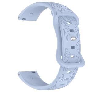 Bracelet de <span class=keywords><strong>montre</strong></span> en silicone gravé de motifs floraux délicats, respirant, doux et confortable, compatible avec les modèles <span class=keywords><strong>Garmin</strong></span> 18, 20, 22 mm - Product Image 3