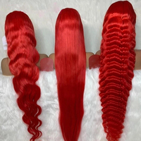 Perruques de cheveux humains brésiliens, couleur rouge, 13x6, pré-plume, dentelle avant, perruque pour les femmes, Prix de gros