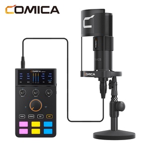 COMICA ADCaster C1-K1 Microphone sans fil léger et portable à condensateur cardioïde avec changeur de voix et kit carte son 2.4G pour le direct - Product Image 1