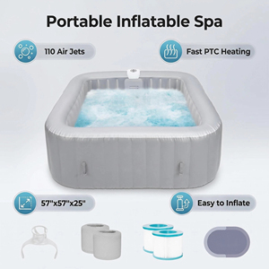 Baignoire <span class=keywords><strong>gonflable</strong></span> portable en PVC laminé de 240 gallons <span class=keywords><strong>pour</strong></span> extérieur, piscine chauffante, <span class=keywords><strong>spa</strong></span> de massage avec accessoires - Product Image 2