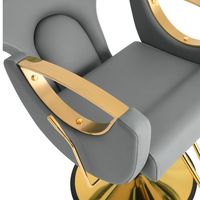 Fauteuil de Salon Hydraulique de Luxe Doré - Chaise de Barbier Pivotante en Cuir PU Beige Clair avec Appui-tête, Repose-pieds et Réglage de la Hauteur pour Salon de Beauté