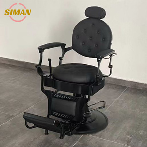 Siman Chaise <span class=keywords><strong>de</strong></span> coupe <span class=keywords><strong>de</strong></span> cheveux pour hommes Chaise <span class=keywords><strong>de</strong></span> barbier en acier inoxydable Accoudoir pivotant Noir Pliable Barber Shop Meubles Abordable - Product Image 1