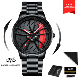 Thả vận chuyển chất lượng cao bán buôn người đàn ông không thấm nước Đồng hồ Thạch anh cổ tay thể thao Gyro hợp kim xoay rim quay xe bánh xe đồng hồ - Product Image 6