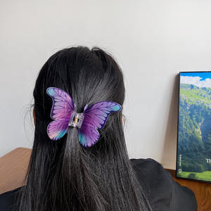 Pince à <span class=keywords><strong>cheveux</strong></span> Bofeia ultra-fée, motif papillon artificiel, élégante, en acrylique, faite à la main, pour chignon, pince requin haut de gamme - Product Image 2