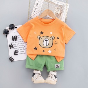 Ensemble d'été 2022 personnalisé de haute qualité pour enfants : T-shirt à motif sac d'école et short en jean pour bébés garçons - Product Image 4